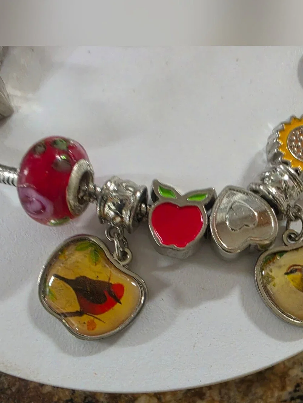 Vintage Charm Bracelet With Bird Charms & 925 Accent Charms.